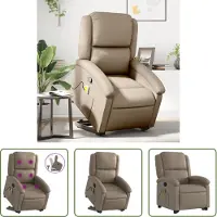 The Living Store Fauteuil de massage avec releveur Cappuccino-Brun Similicuir