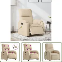 The Living Store Fauteuil de massage électrique Crème Tissu microfibre