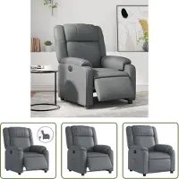 The Living Store Fauteuil relax électrique gris similicuir