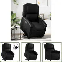 The Living Store Fauteuil relax avec releveur Noir Similicuir