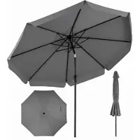 Costway Parasol 300 cm, parasol de jardin avec volant et manivelle, parasol de balcon inclinable de 30° des deux côtés, parasol de terrasse avec protection UV, parasol de marché, couleur anthracite