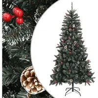 The Living Store Arbre de Noël artificiel avec support Vert 210 cm PVC