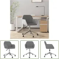 The Living Store Chaise de bureau Pivotante Tissu gris clair