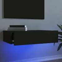 Prolenta Meuble TV exclusif avec éclairage LED, couleur noire, dimensions : 60 x 35 x 15,5 cm