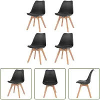 The Living Store Chaises de salle à manger 4 pcs noir plastique