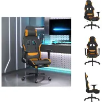 vidaXL Chaise de jeu avec massage & repose-pieds Tissu noir et orange - chaise de jeu