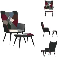 vidaXL Fauteuil de relaxation avec pouf Patchwork Tissu - fauteuil
