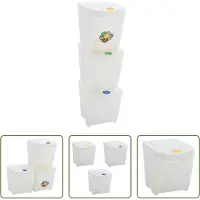 The Living Store Poubelle empilable 3 pcs. Blanc 75 L Polypropylène