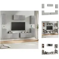 vidaXL Ensemble d'armoires TV 7 pièces gris béton Matériau dérivé du bois - Meubles TV