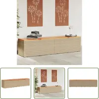 The Living Store Coffre de jardin Beige 220x50x54 cm Poly rotin acacia
