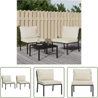 The Living Store Chaises de jardin avec coussins couleur sable 2 pcs. 60x74x79 cm acier