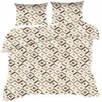 Karo Parure de lit 160x200 Géométrie Beige