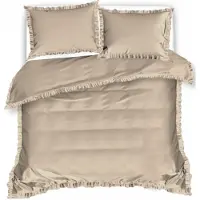 Cotton World Coton World Parure de lit à volants Beige Clair Microfibre