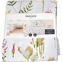 Smukee Ensemble de literie microfibre satinée motif floral 160x200cm