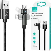Usams Braided Swivel Cable U60 2Amicrousb Black/Black 1M Sj478Usb01 (Us-Sj478)