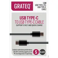 GRATEQ USB C - USB C Latauskaapeli Quick 1m Musta (1 m, USB 2.0)