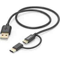 Hama câble micro-USB 2en1 avec adaptateur USB-C 1m noir
