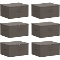 vidaXL Boîtes de rangement, lot de 6, en tissu non tissé, 43 x 34 x 23 cm, 33,6 L, couleur gris