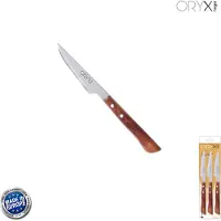 A Forged Tool Couteau à Steak Montana Lame en acier inoxydable 9 cm. Manche en bois (Blister 3 Pièces)