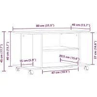 vidaXL Armoire TV à roulettes noir aspect chêne 80x40x45 cm