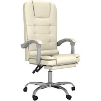 vidaXL Chaise de bureau avec fonction massage Crème similicuir