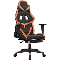 vidaXL Fauteuil gaming avec fonction massage et repose-pieds, noir et orange, en similicuir