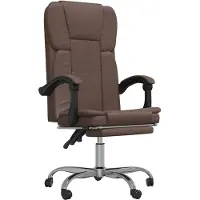 The Living Store Chaise de bureau avec fonction chaise longue Marron similicuir