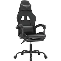 vidaXL Chaise de jeu avec repose-pieds noir similicuir