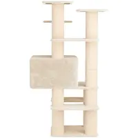 vidaXL Arbre à chat avec poteaux à griffer en sisal, couleur crème, 161 cm