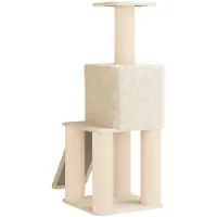vidaXL Arbre à chat avec poteaux à griffer en sisal, couleur crème, 146 cm