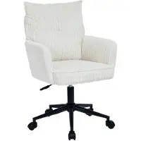 Duhome Chaise de bureau pivotant à 360° Chaise de bureau en velours côtelé Chaise pivotante Chaise de maquillage Réglable en hauteur Chaise d'ordinateur, blanc