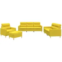 vidaXL Ensemble de canapés 3 pièces avec coussins Tissu jaune clair