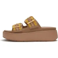 FitFlop pour femme. A3E-E13 Sandales Gen-FF Max Buckle Stripe-Webbing Two-Bar Slides beige (39), Tissu, 1 à 3 cm, Aucun, Casuel