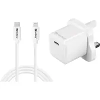 Sandberg - Adaptateur secteur - 20 Watt - 3 A - PD (24 broches USB-C) - sur câble : Lightning - Royaume-Uni (441-64)
