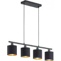 TRIO Lampe suspendue salle à manger Tommy 4 lumières noir avec intérieur doré