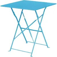 Bolero Table carrée en acier, style trottoir, Perth, bleu azur, 600 x 600 x 710 mm