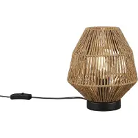 TRIO Lampe de table bohème Miki marron et noire, 1xE27x40W, abat-jour en papier, dimensions : 20x20x20 cm, IP20, RL