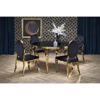 Halmar Table ronde REGINALD 2 verre noir / doré