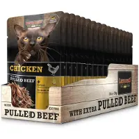 Leonardo - Poulet + extra pulled beef - Sachet - 16 x 70 g