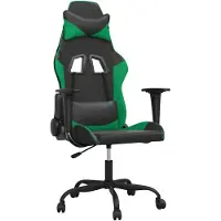 vidaXL Chaise gaming avec fonction massage, similicuir noir et vert