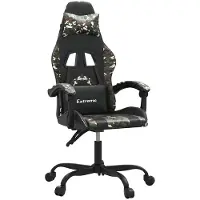 vidaXL Chaise de jeu Pivotante Noir et camouflage Similicuir