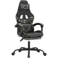vidaXL Chaise de jeu avec repose-pieds noir et camouflage similicuir