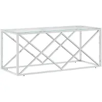 vidaXL Table basse 110x45x45 cm acier inoxydable et verre