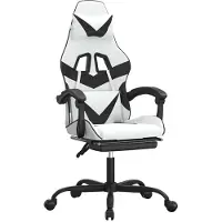 vidaXL Chaise de jeu pivotante et repose-pied Blanc et noir Similicuir