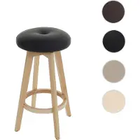 Mendler Tabouret de bar Navan, chaise de bar tabouret de bar, bois similicuir pivotant noir, pieds clairs