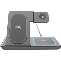 Gembird TA-WPC31S-01-BK 3-in-1 foldable wireless charger stand, 15 W, Samsung watch, black (15 W), Chargeur sans fil, Noir