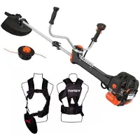 FUXTEC Débroussailleuse à essence professionnelle FX-PS152 - 52ccm | 11kg | avec tête à double fil | couteau à 3 dents | avec harnais confort | 3CV | 2 temps