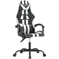 vidaXL Chaise de jeu pivotante noir et blanc similicuir