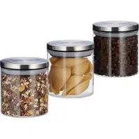 Relaxdays Bocal à provisions, set de 3 pièces de 380 ml chacune