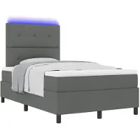 vidaXL Lit boxspring avec tête de lit gris foncé 120 x 190 cm Tissu